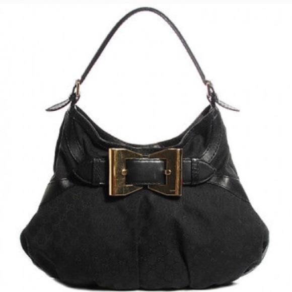Authentic Gucci "Queen" Bow Tote Handbag Black - Picture 1 of 4